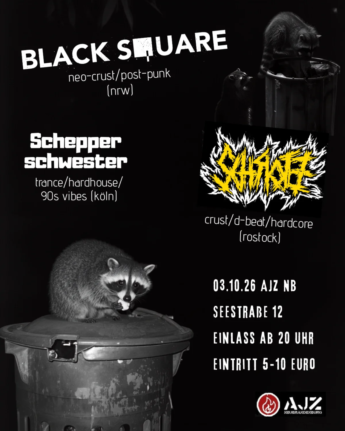 Flyer: BLACK SQUARE + SCHROTZ + SCHEPPERSCHWESTER