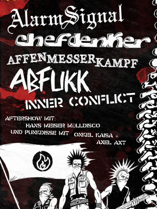 Flyer: AFFENMESSERKAMPF + CHEFDENKER + INNER CONFLICT + ALARMSIGNAL + ABFUKK