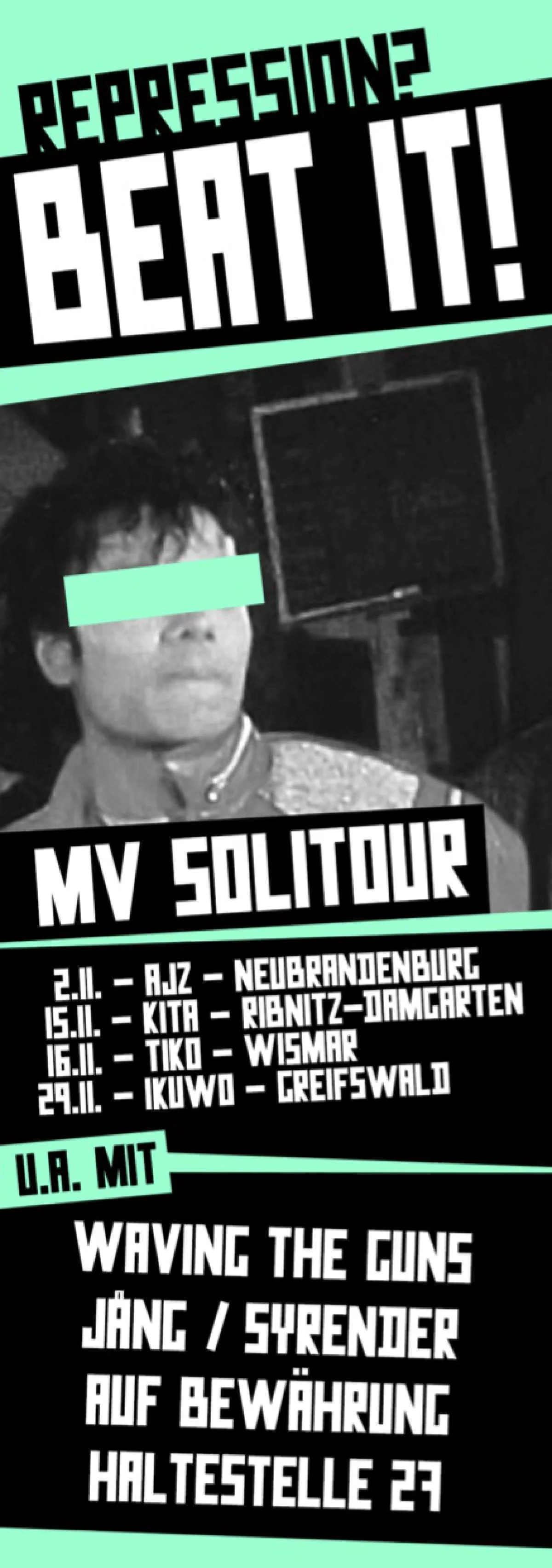 Flyer: Initiative Kantholz + Jång / Syrender + Haltestelle 27