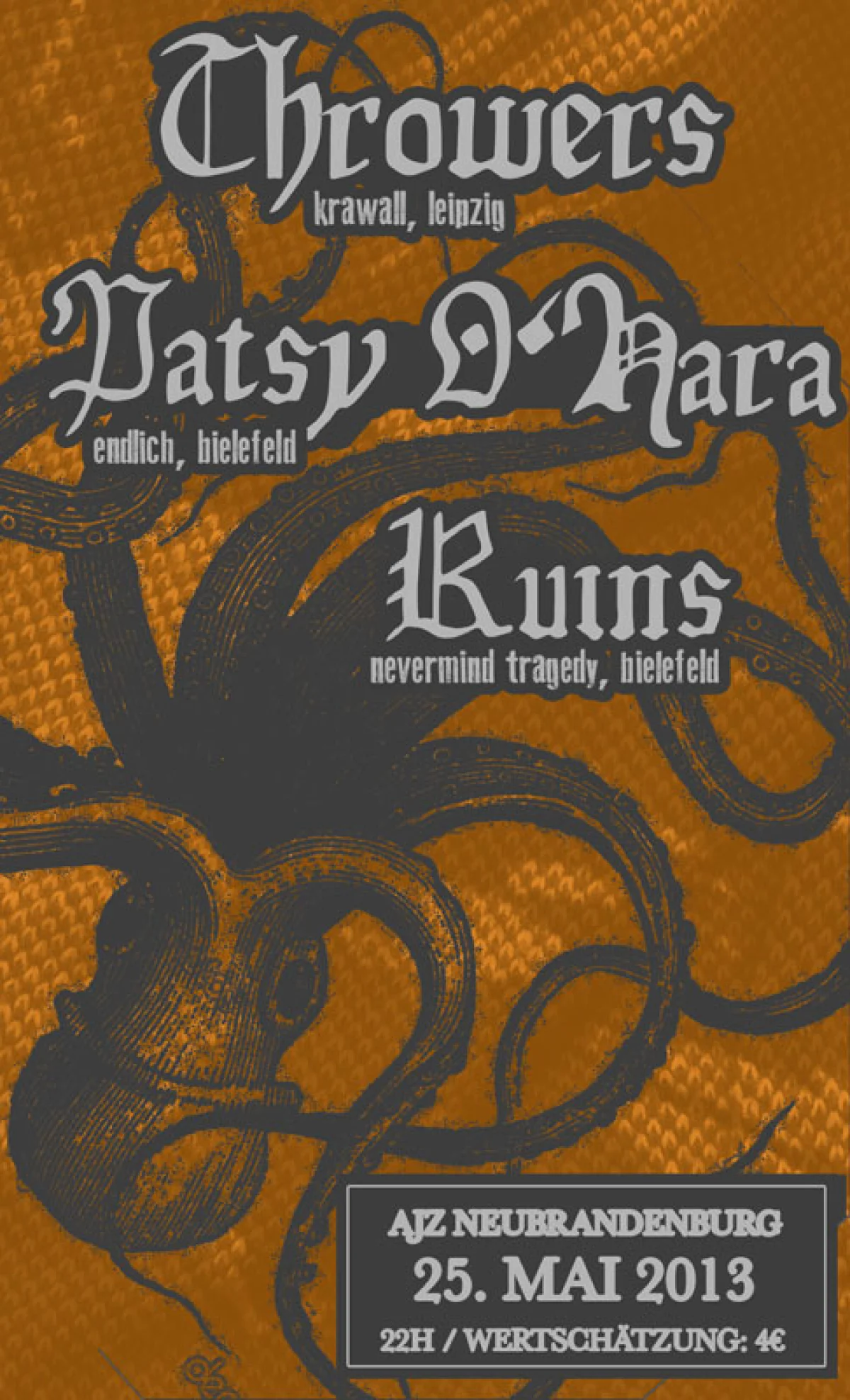 Flyer: THROWERS + PATSY O'HARA + RUINS