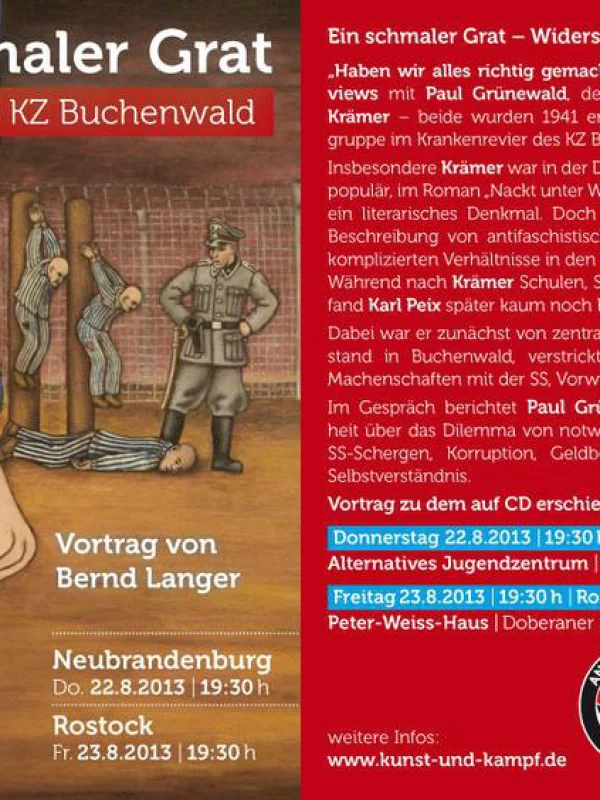 Flyer: Ein schmaler Grat - Widerstand im KZ Buchenwald