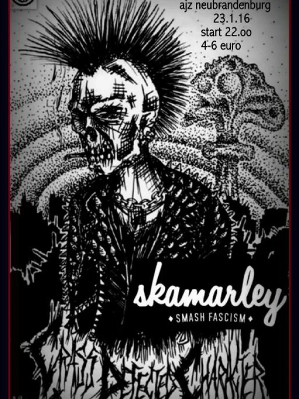 Flyer: SKAMARLEY + CRASS DEFECTED CHARACTER