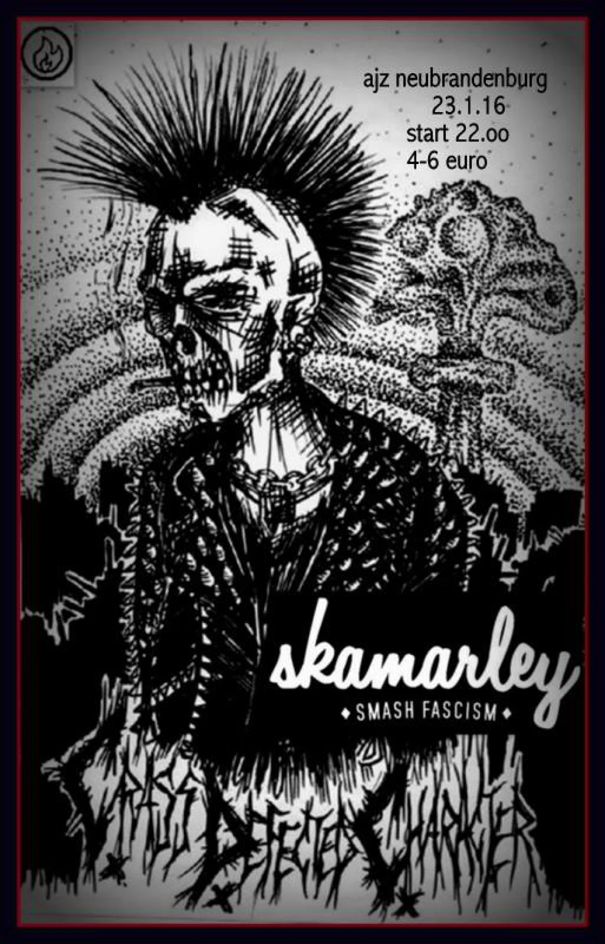 Flyer: SKAMARLEY + CRASS DEFECTED CHARACTER