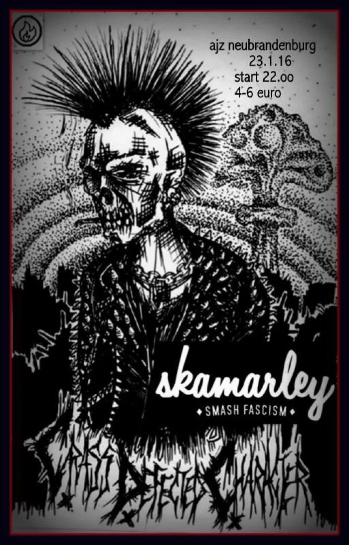 Flyer: SKAMARLEY + CRASS DEFECTED CHARACTER