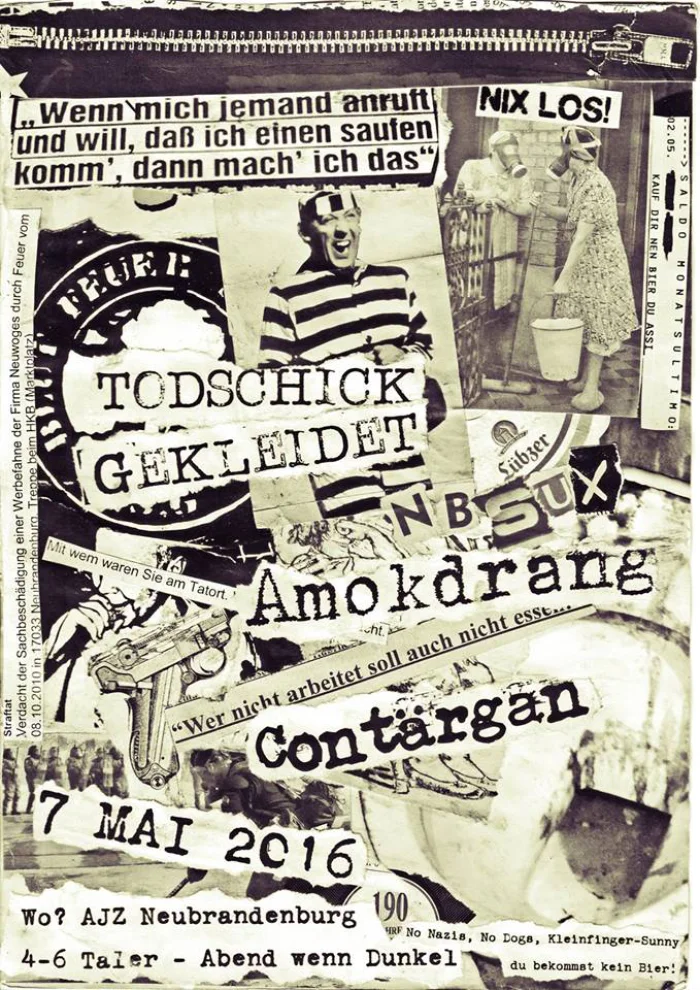 Flyer: AMOKDRANG + TODSCHICK GEKLEIDET + CONTÄRGAN