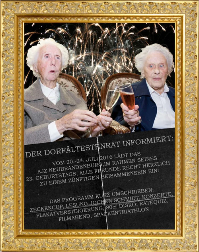 Flyer: WIR FEIERN GEBURTSTAG mit Posterversteigerung