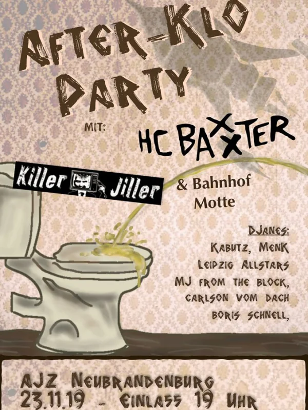 Flyer: AFTERKLOPARTY + HC BAXXTER + KILLER JILLER + BAHNHOF MOTTE