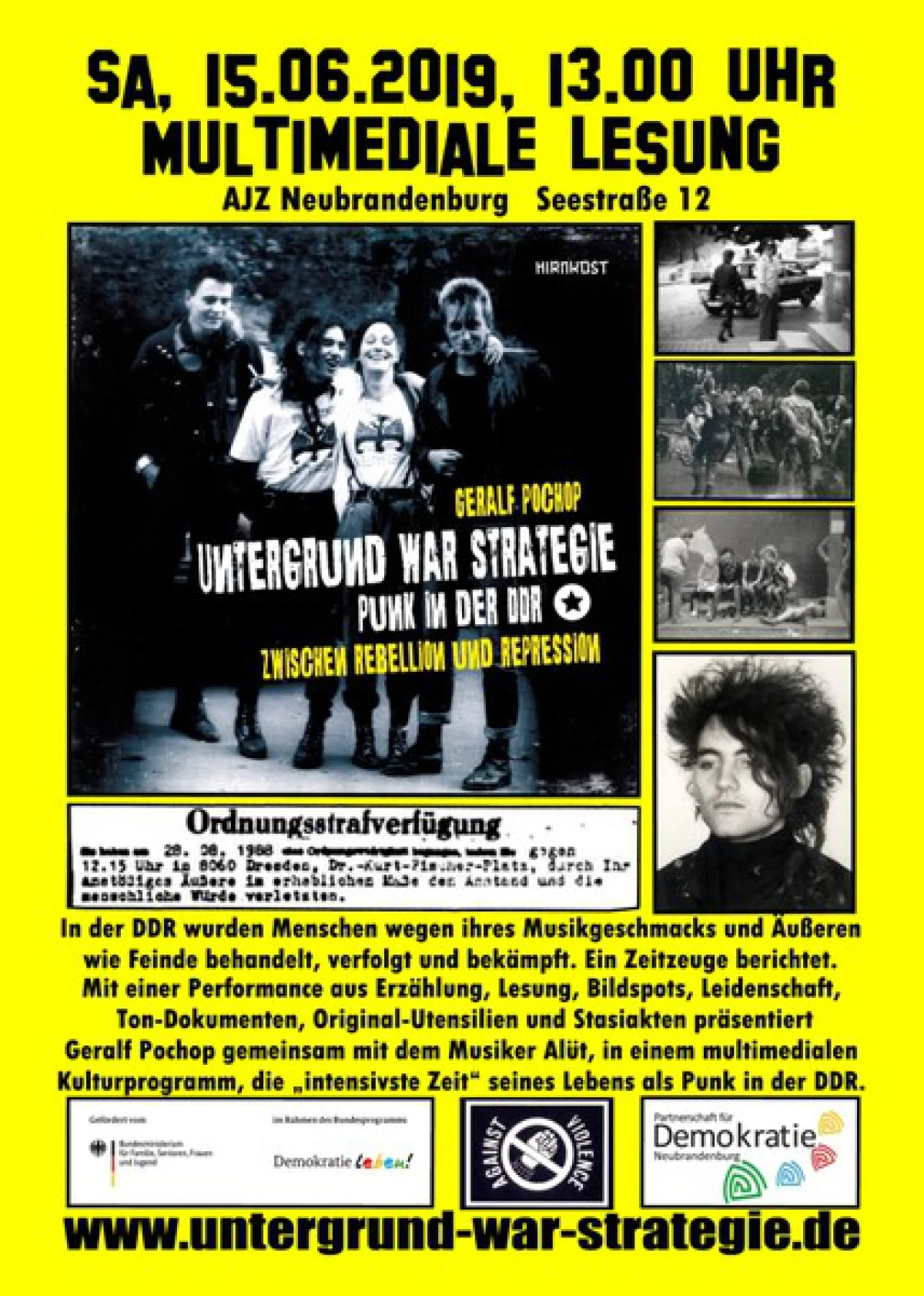 Flyer: UNTERGRUND WAR STRATEGIE - PUNK IN DER DDR // GERALF POCHOP