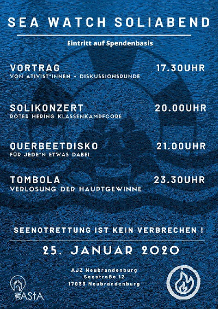 Flyer: SEA WATCH SOLIABEND // QUERBEETDISKO