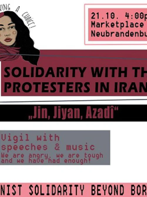 Flyer: MAHNWACHE: SOLIDARITÄT MIT DEN PROTESTEN IM IRAN