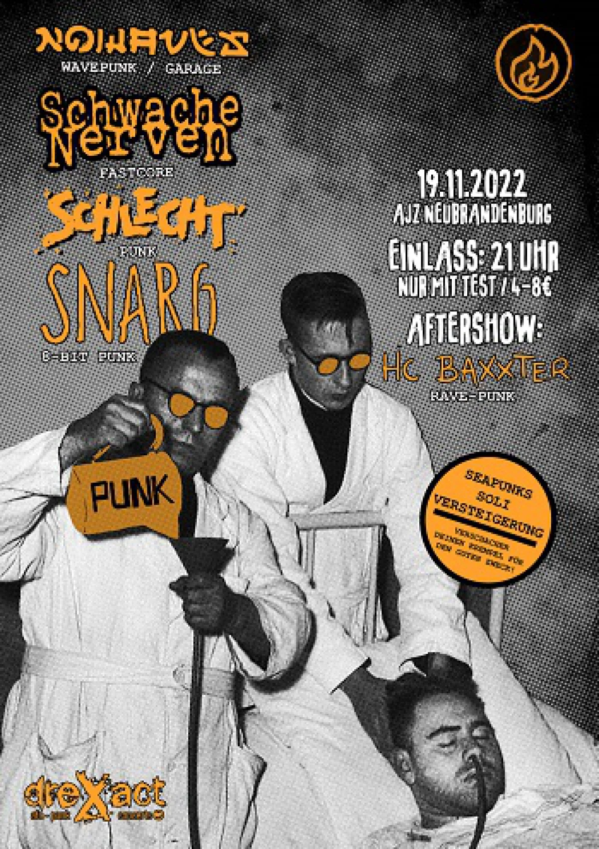 Flyer: NO WAVES + SCHWACHE NERVEN + SCHLECHT + HC BAXXTER + SNARG