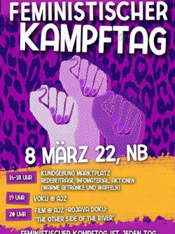 Flyer: FEMINISTISCHER KAMPFTAG // THE OTHER SIDE OF THE RIVER