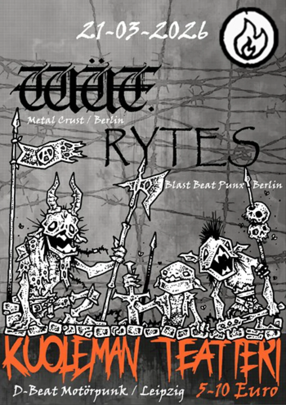 Flyer: WüT + RYTES + KUOLEMAN TEATTERI
